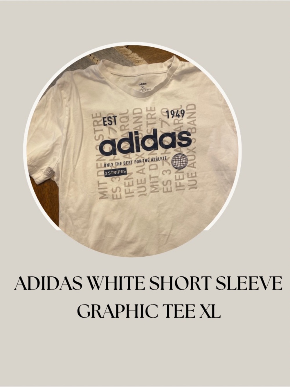 ADIDAS WHITE SHORT SLEEVE GRAPHIC TEE XL